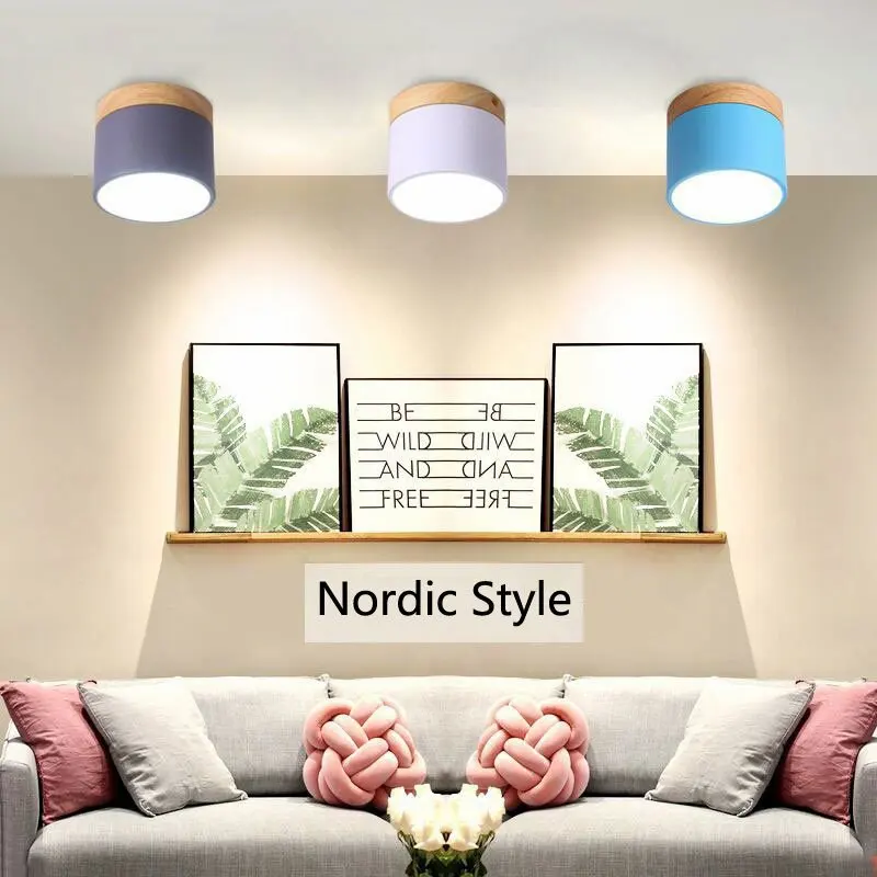 

Modern Ceiling Lights Nordic Iron+wood Ceiling Lamp for Living Room Bedroom Kids Room Aisle Corridor LED Spot Light Home Fixture