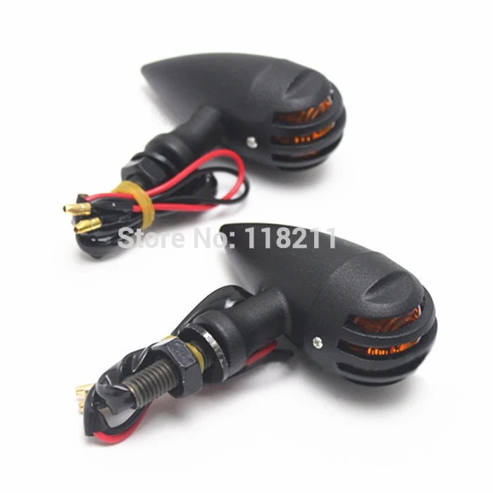 

MOTOWOLF 2 pcs Black High Quality Metal Heavy Duty Motorcycle Turn Signals Bulb Indicators Blinkers Amber Lights