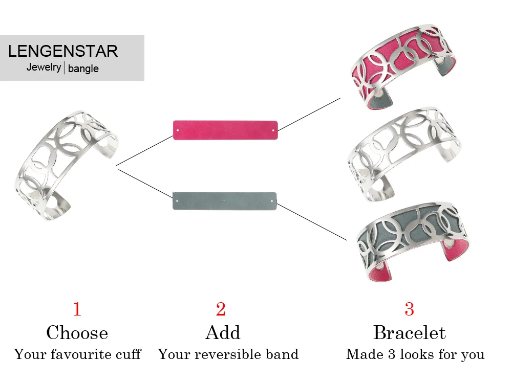 Legenstar регулируемый браслет из нержавеющей стали жоржет браслеты сменный Кожаный Браслет-манжета для женщин ювелирные изделия