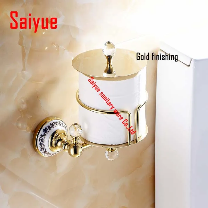 High Quality Luxury Crystal Decoration Gold Brass Wc Toilet Paper Roll