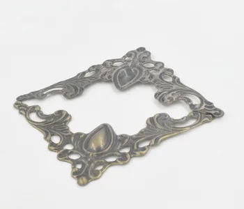 

Bronze Filigree Triangle Flower Wraps Cabochon,Ancient Heart Corner,Flatback Metal Embellishments Scrapbooking,42mm,100Pcs