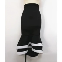 Модные женские юбки больших размеров черные зимние Русалка с высокой талией высококачественные элегантные офисные платья повязная юбка женские Вечерние