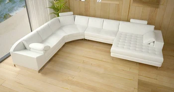 

Long size Pure white Genuine leather sofa set from Foshan factory