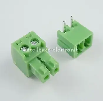

50 Pcs 3.81mm Pitch 2 Pin Angle Screw Pluggable Terminal Block Plug Connector