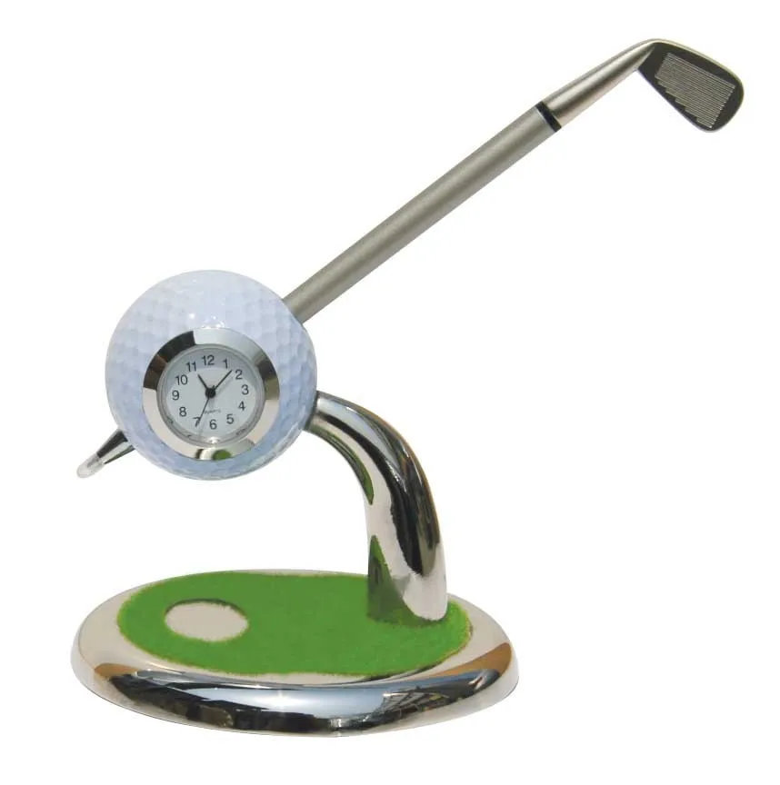 Creative 3 in 1 Golf Club Style Clock Pen Holder/Ball Pen Stand Clock,Desktop Golf Ball Clock