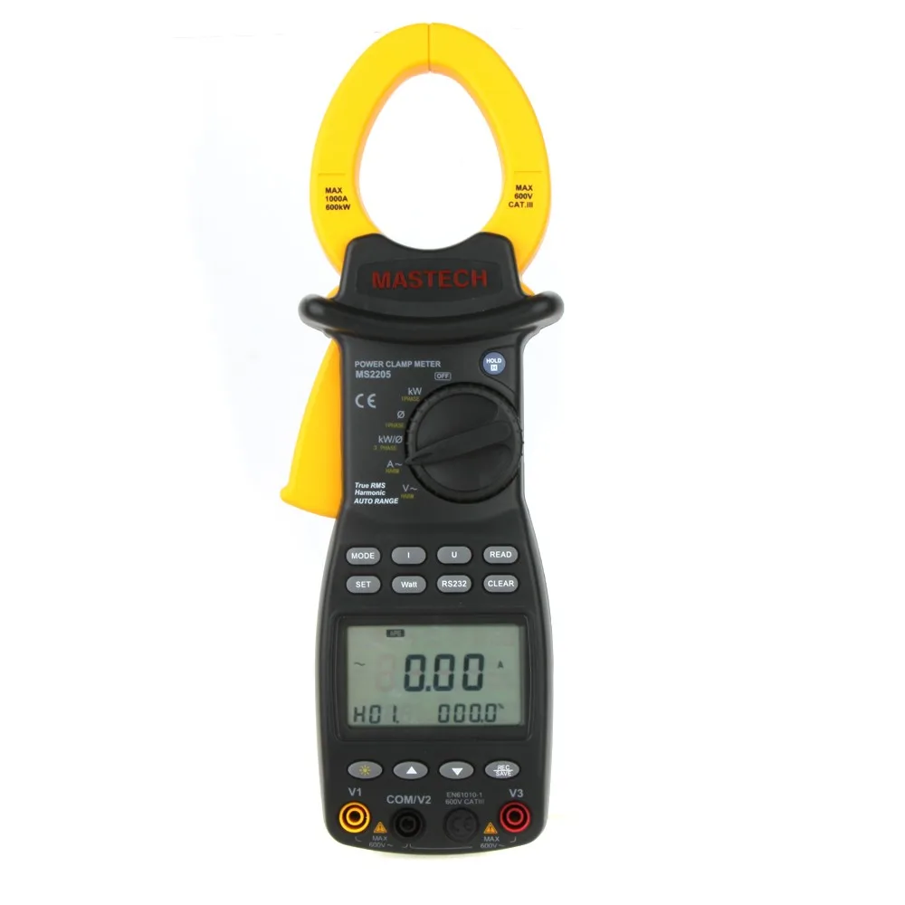 

MASTECH MS2205 RS232 USB True RMS Auto Range Three Phase Harmonic Power Clamp Meter 1000A 600KW 1000Hz