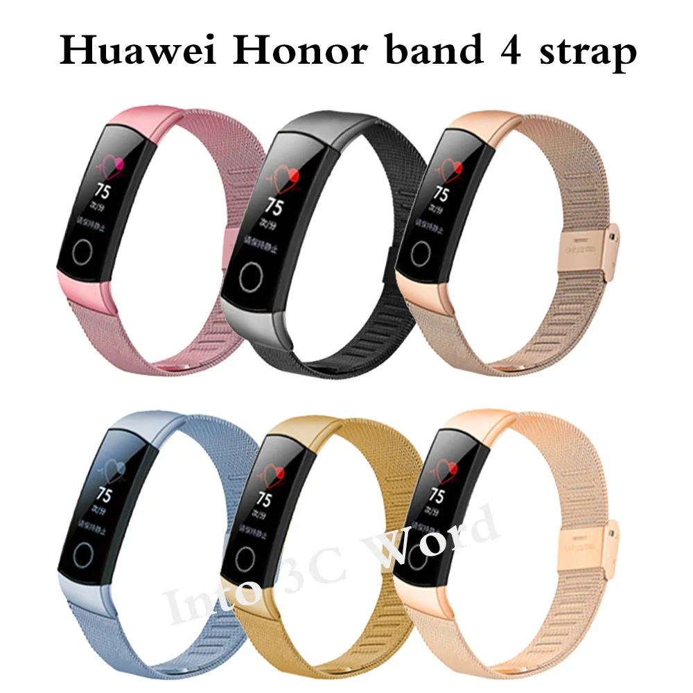 

Wrist Strap For Huawei Honor Band 4 Metal Buckle Watchband Wristband Replacement Stainless Steel For huawei band 4 Bracelet