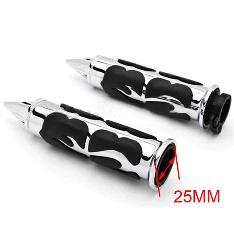 Nuoxintr 25mm Chrome Black Sharp Motorcycle Handle Bar Hand Grips for Harley Honda Shadow VT VTX1300 1800 Yamaha Suzuki Kawasaki