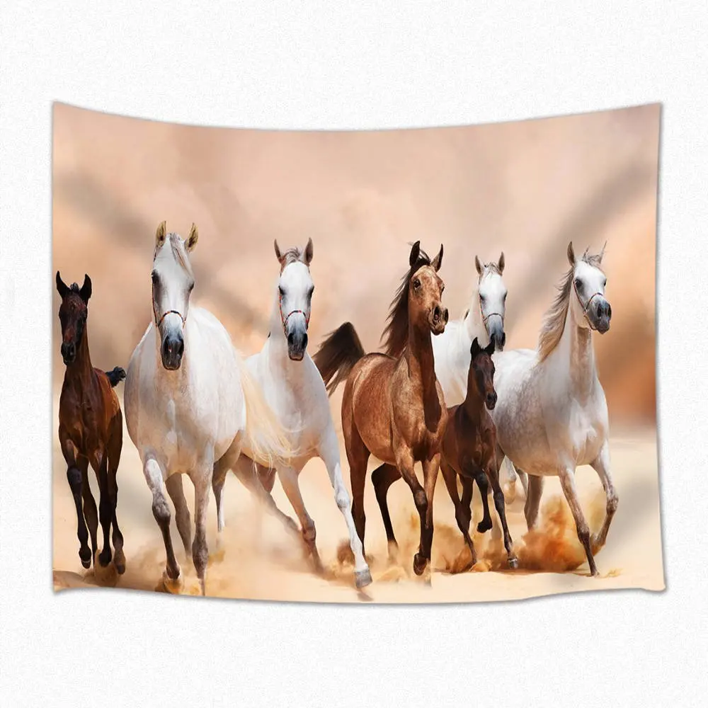 Animal Decor Tapestry Running Horses Wall Hanging for Bedroom Living