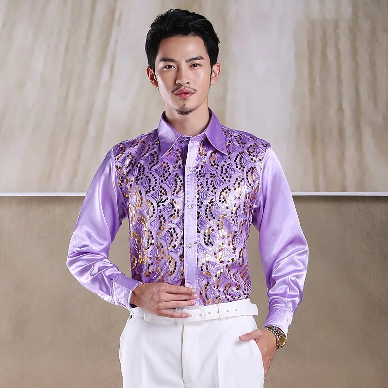 Мужская рубашка блестящая с блестками|shirt shirt|stage shirtssequin shirt men |