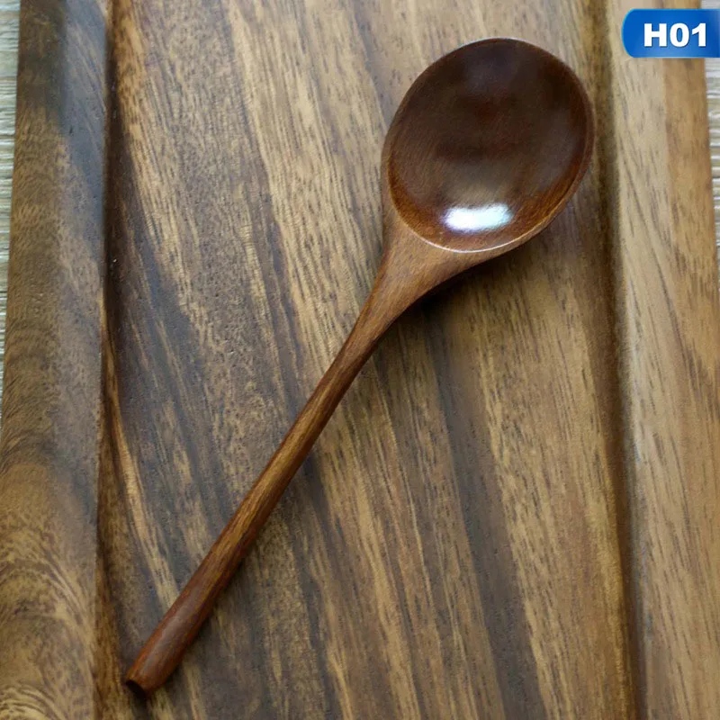 Wooden Spoon Bamboo Kitchen Cooking Utensil Tool Soup Teaspoon Catering For Kicthen - Цвет: H01