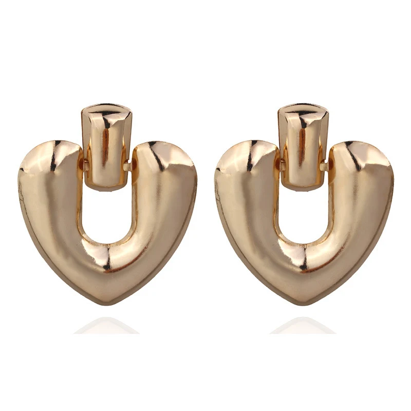 

Metal Trendy Stud Earrings For Women Geometric Bohemian Gold Silver Color Heart Pendientes Mujer Fashion Earrings Party Jewelry