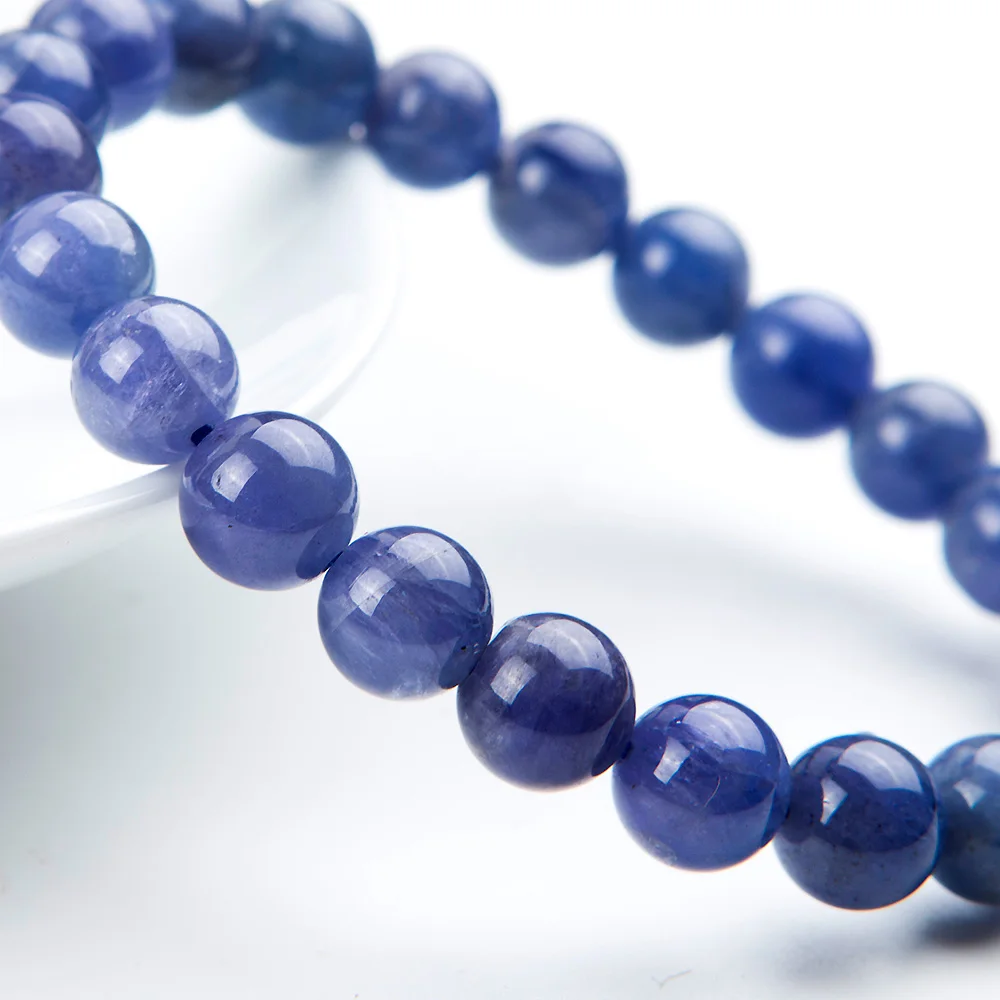 8mm Natural Tanzanite Blue Gemstone Bracelet Round Beads Stretch Woman Beads Femme Man Crystal Birthday GiftAAAAA (6)