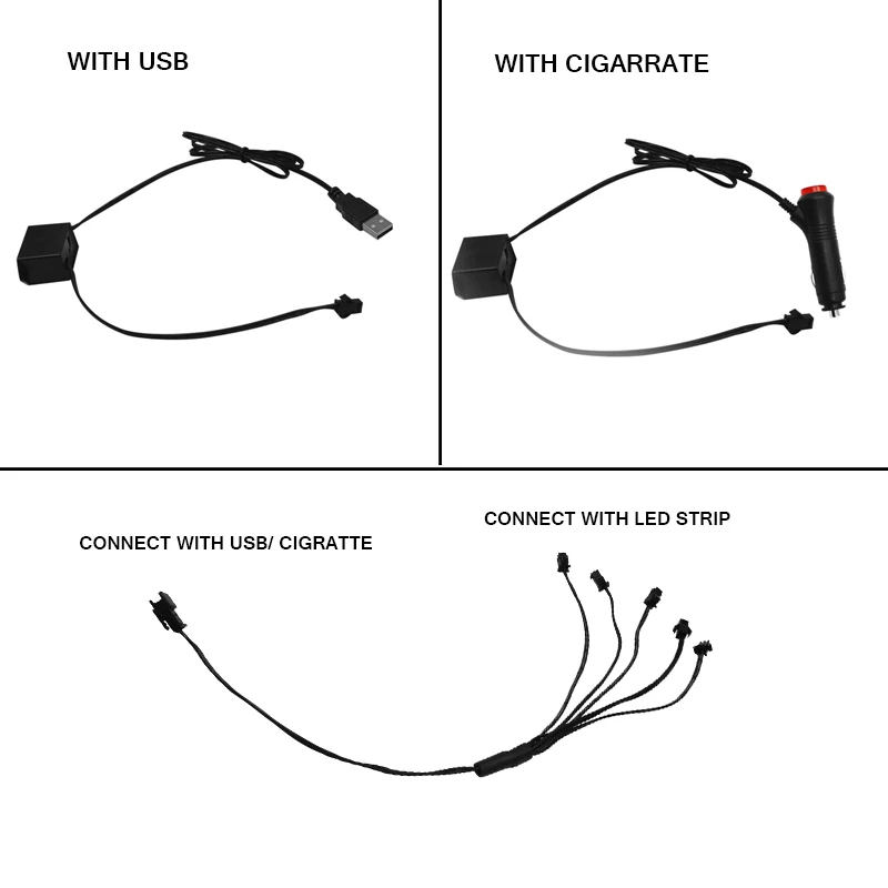 รูปสินค้า ไฟ LED ยืดหยุ่น ตกแต่งรถยนต์ 1 เมตร พร้อมไดรเวอร์ USB