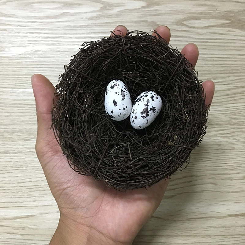 

Creative Handmade Bird Nest Home Window Display Photography Props Vine Woven Bird Nest Straw Ornaments 1 Bird Nest 2 Eggs