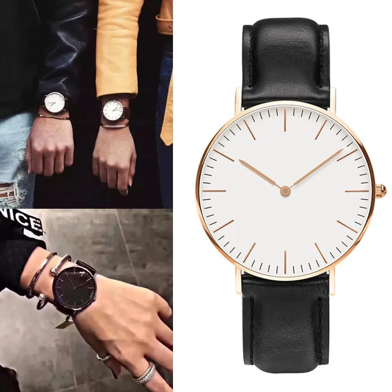 

Relogio masculino men watches top brand luxury stainless steel quartz watch with genuine leather watchbands wristwatches 40mm