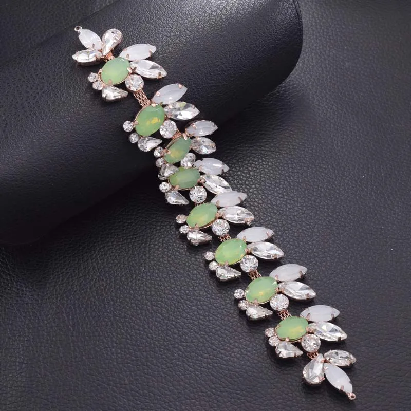 Opal rhinestone bridal belt patches sew on  (8)