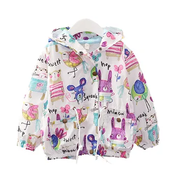

Girls coat windbreaker spring and summer children's clothing baby graffiti rabbit windproof jacket sunscreen clothing