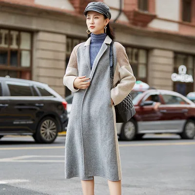 Femme Manteau Automne Vêtements 2018 Picture Laine Mode Gc592 Color Tinteen 100 Feminino Double Vestes Patchwork Long Hiver Femmes Casaco qYXpXI