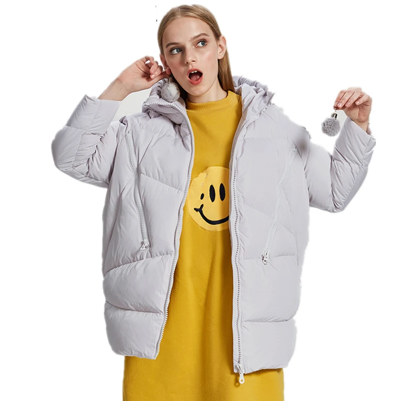 Oversize Duck Lady Down Jacket Warm Hooded Loose Short