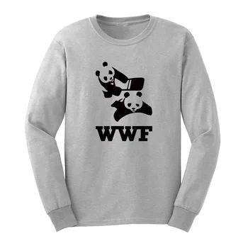 

Mens WWF Panda Funny Long Sleeve T-Shirts Casual Men Tee
