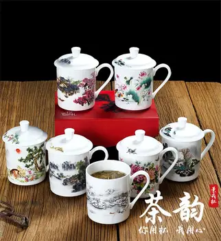 

550ML, bone china cafe tumbler,tazas style coffee mugs, original mugs present creative, chinese painting gobelet thermo tea cup