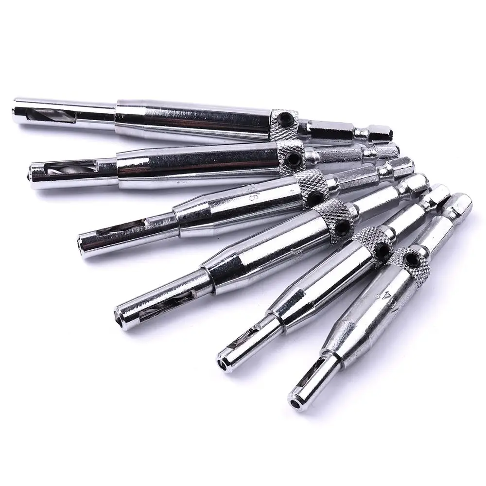 1pcs HSS Self Centering Hinge Tapper Hexagon Drill Bit Door Cabinet Woodworking Positioning Hole Puncher 2/2.8/3.5/4.5/5.1/6.3mm
