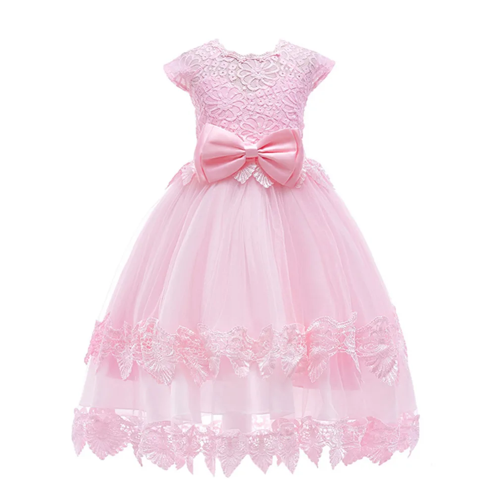 

Girls dress Princess Lace Dress Girls Wedding Party Dress Baby Girls Fashion Mesh Yarn Bowknot Dress