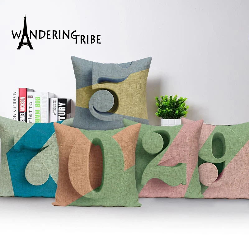 Square colorful Home Cushion Decorative soft seat car Covers linen Digital lion pillow cover Flowers fairy tale pure suit