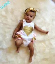 2016 Newborn Infant Baby Girl Lovely Cute Love Ruffle Romper font b Jumpsuit b font Backless