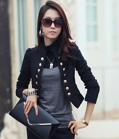 

Free Shipping Spring New Arrival OL Korean Double Breasted Hot Sale Stand Collar Woman Coat