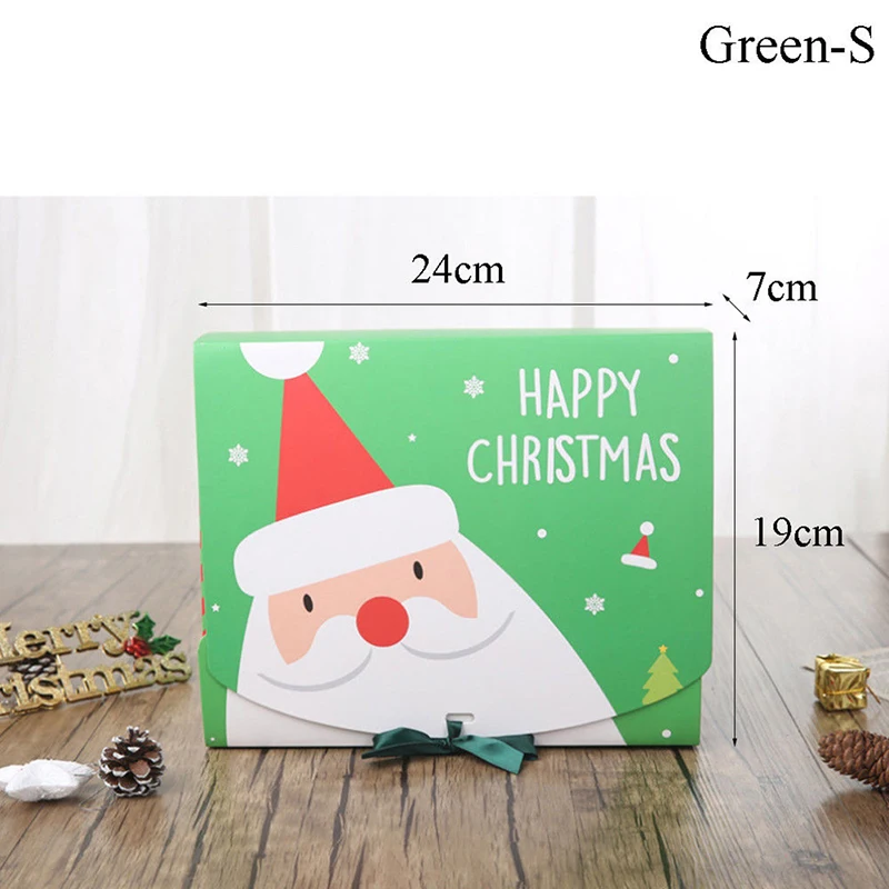 Santa Claus Bow-knot Gift Box Happy Christmas Holiday Present Box Christmas Pillow Box Red/Green Color 2 Sizes