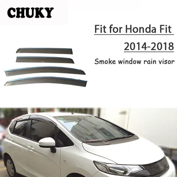 online Chuky Toldos Abrigos Fumaça Viseiras Da Janela Do Carro Chuva Escudo Do ABS Para Honda Fit Hatchback 2014 2015 2016 2017 2018 Acessórios