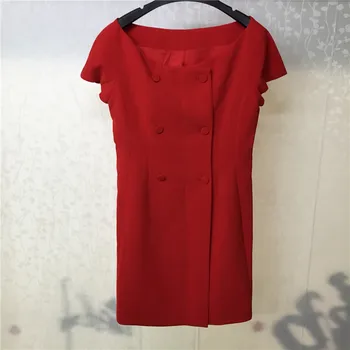

Red Dresses For Women Summer Elegant Slim Short Sleeve Dress 2018 Fashion Women Mini A-line Dress