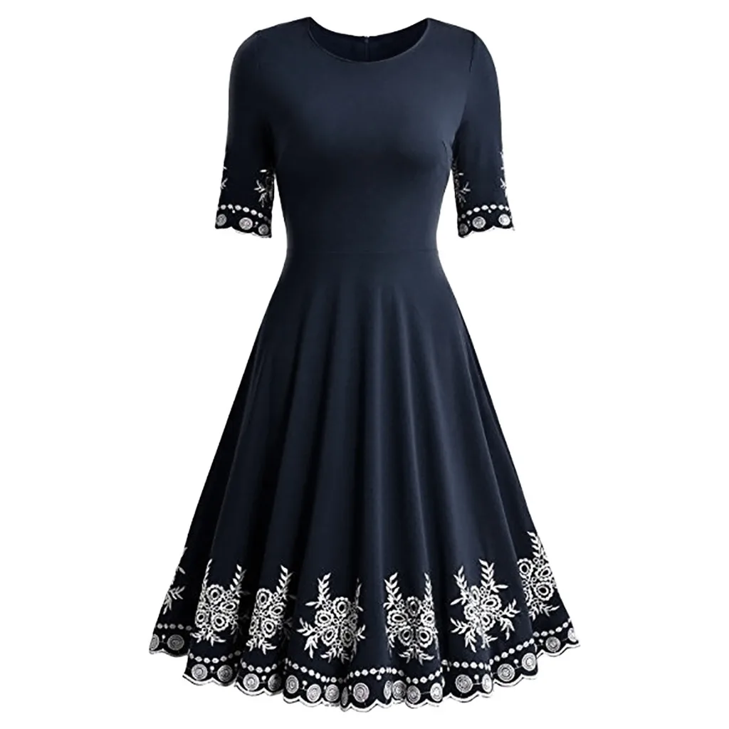 Женское модное приталенное Повседневное платье с принтом, с коротким рукавом и круглым вырезом, повседневное приталенное S-5XL платье