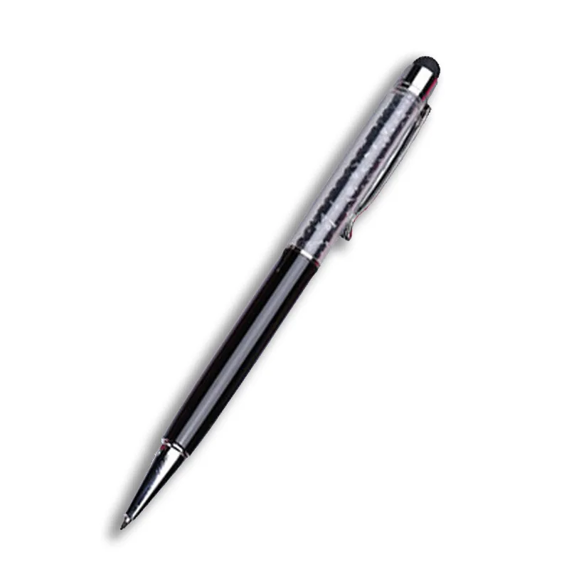 Модный металлический, Кристальный круглый сенсорный экран планшет телефон шариковые ручки многоцветный вращающийся Шариковая ручка для школы офисные принадлежности - Цвет: Black