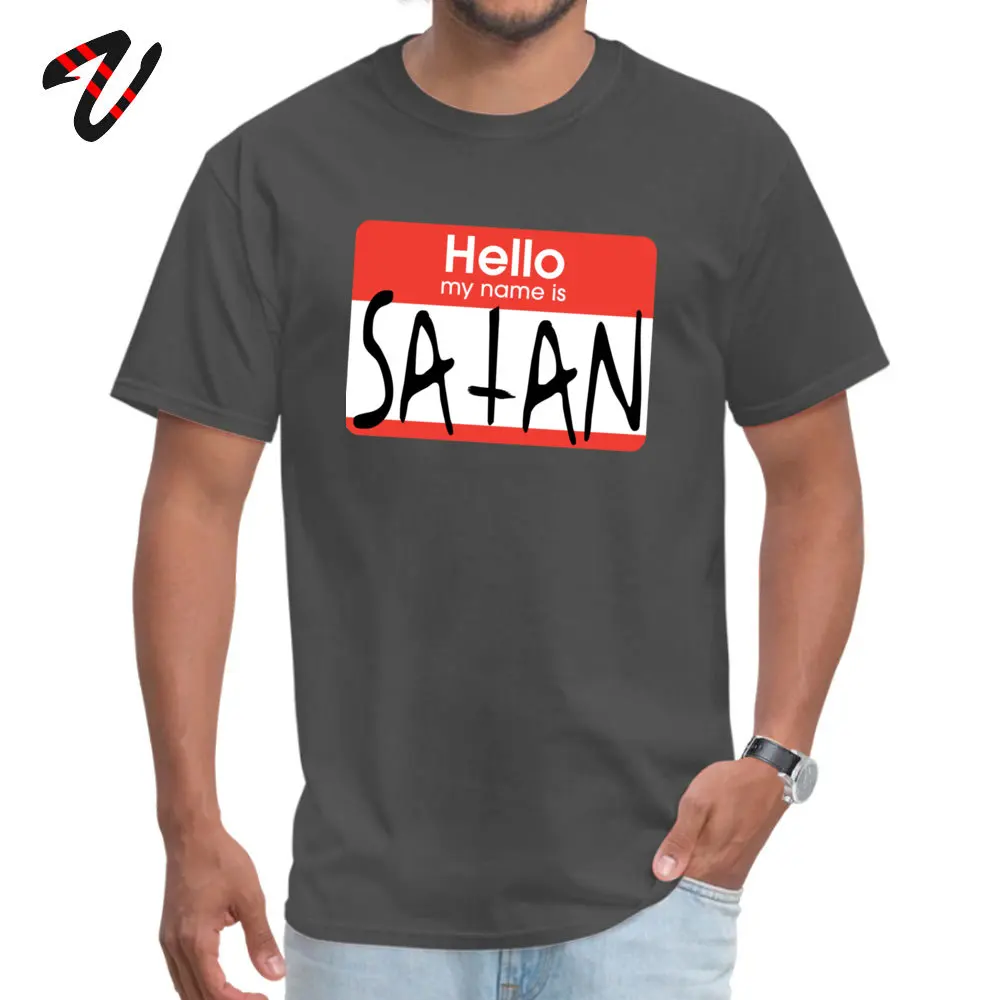  Men T Shirt Funny Normal Tops Shirt All Cotton O-Neck Short Sleeve Leisure Tee-Shirt Summer Fall Wholesale Hello my name is Satan -17313 carbon