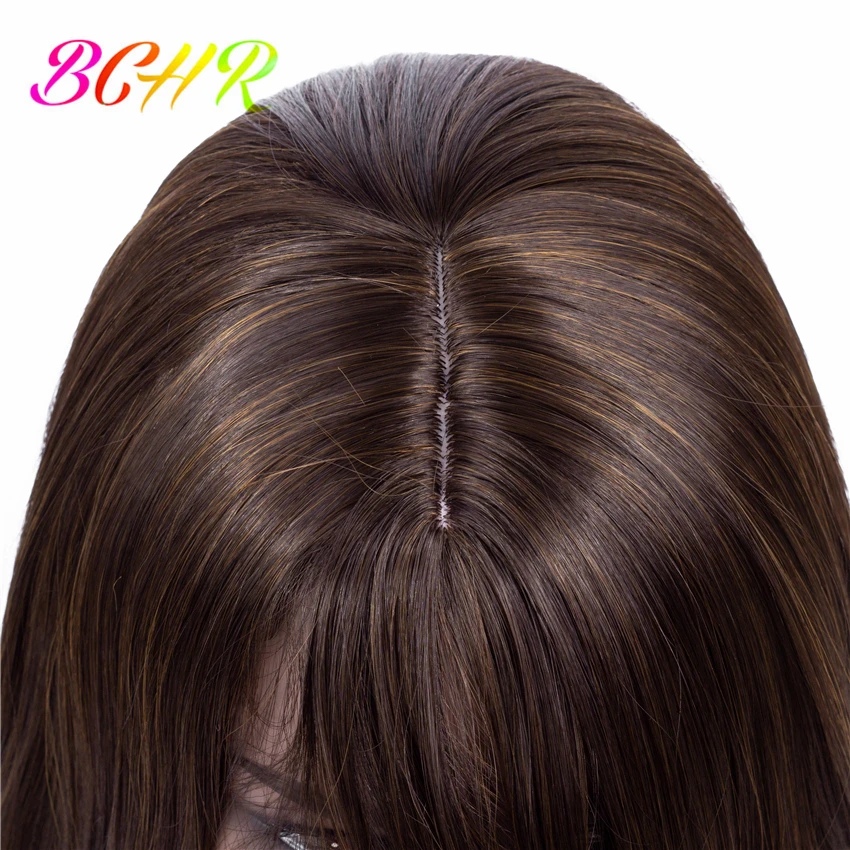 BCHR 22 дюймов длинный прямой синтетический парик Омбре парик для женщин коричневый цвет высокая температура волокна
