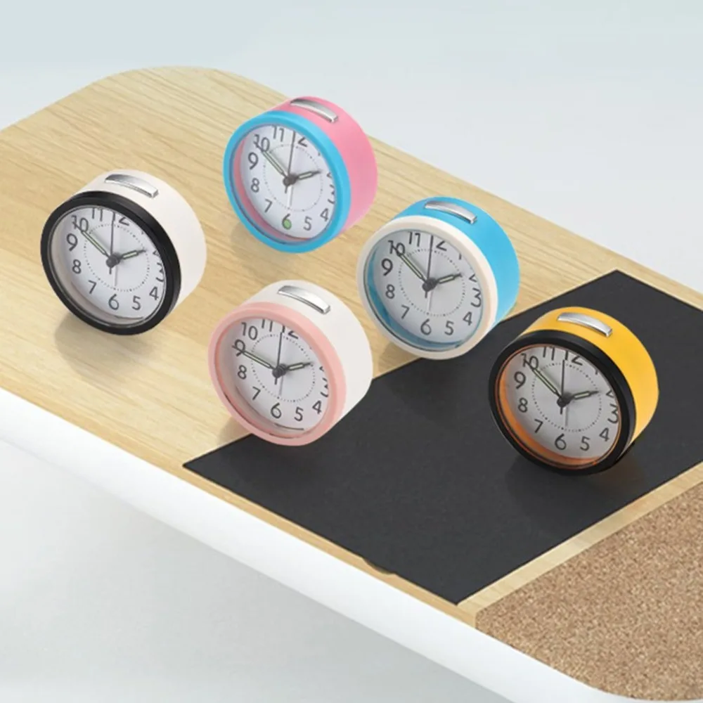 Multifunctional circular mini alarm clock with night lightin Alarm
