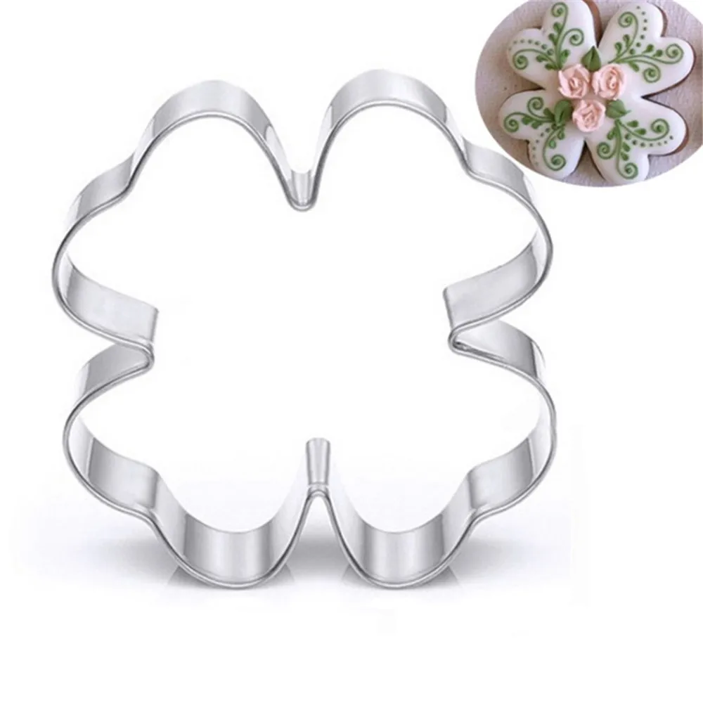 

TTLIFE Lucky Four-leaf Clover Cookie Cutter Stainless Steel Biscuit Mold Fondant Cake Sugarcraft Decorating Tools Baking Moulds