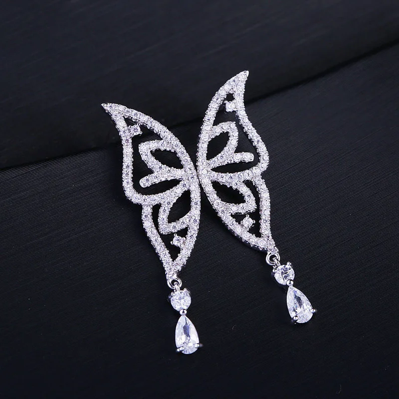 Pendientes De Mariposa Bohemios - Cristal Negro, Diseño Hueco, Minimalistas, Para Mujer