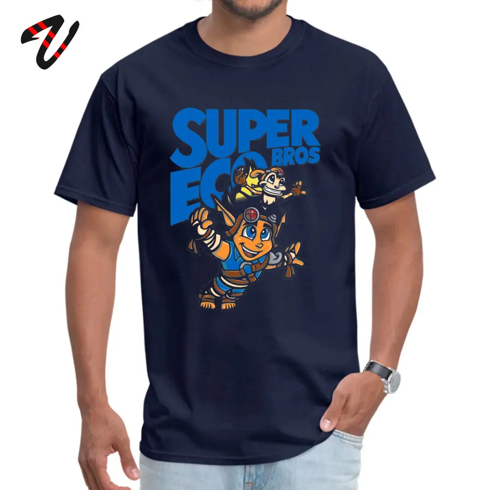 Super Eco Bros Normal Summer/Autumn 100% Cotton O Neck Male Tops Tees Printed Tee Shirt Funny Short Sleeve Tshirts Super Eco Bros 15585 navy