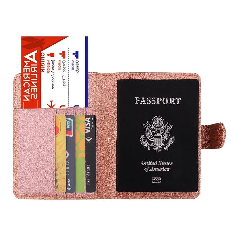4 цвета Блестящий паспорт держатель для карт кошелек RFID Блокировка Чехол для ПАСПОРТА Путешествия обложка чехол