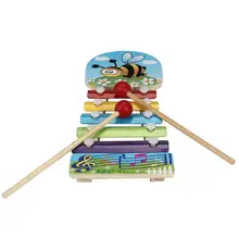 Детские музыкальные игрушки, ксилофон, развивающие Мультяшные деревянные инструменты, подарок на день рождения, игрушка для детей