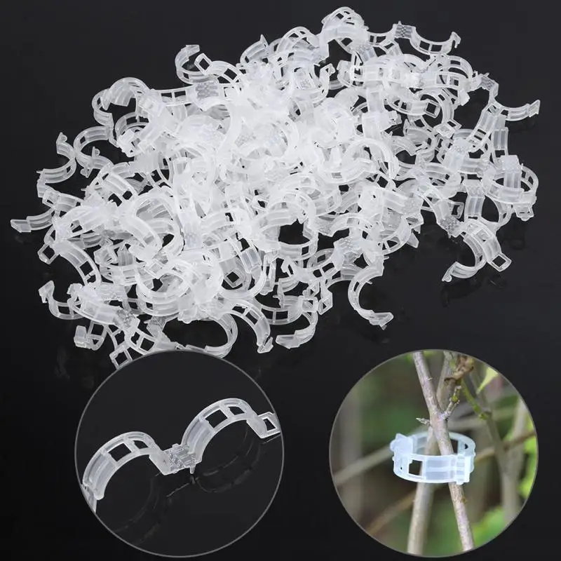 

100Pcs Transparent Durable High Grade Plastic Grafting Clips for Garden Vegetable Flower Vine Bushes Plant Grafting Tracking