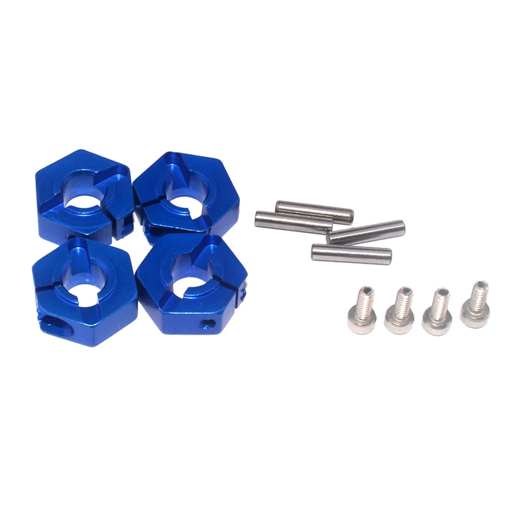 4 Pieces Aluminum 5.0 Wheel Hex 12mm Drive Hubs Pins&Screws for 1/10 RC Car