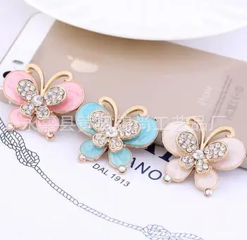 

60pcs/lot 3color Rhinestone buttons crystal Alloy Button,Wedding shear thin decoration butterfly alloy parts wholesale