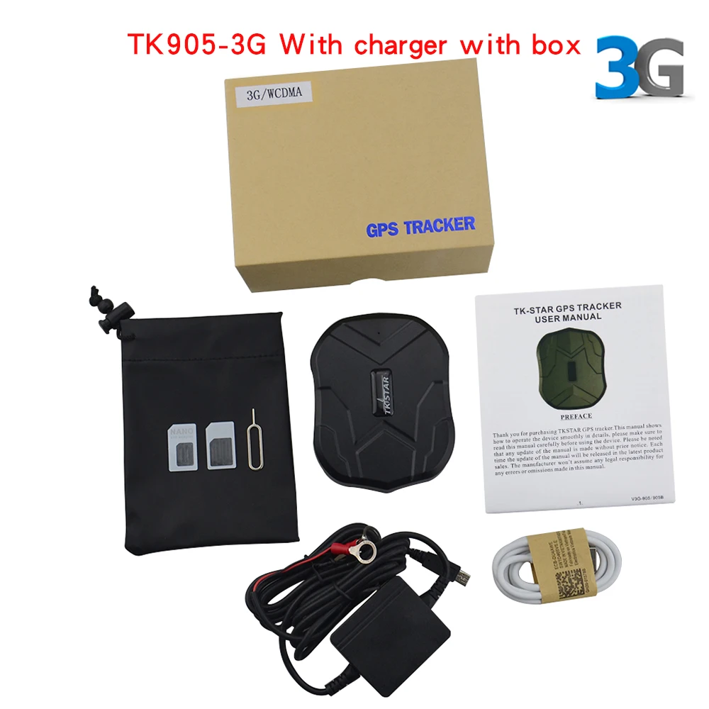 Устройство слежения в режиме реального времени tk905-3g 3g WCDMA gps трекер Движение Сигнализация простое управление устройство автомобиля дистанционно голосовой монитор - Цвет: 3GTK905box charger