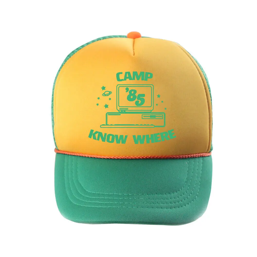 

Stranger Things 3 Dustin Hat Camp Know Where Baseball Cap Cosplay Prop Comfortable Mesh Costume Hat Hot Yellow Green