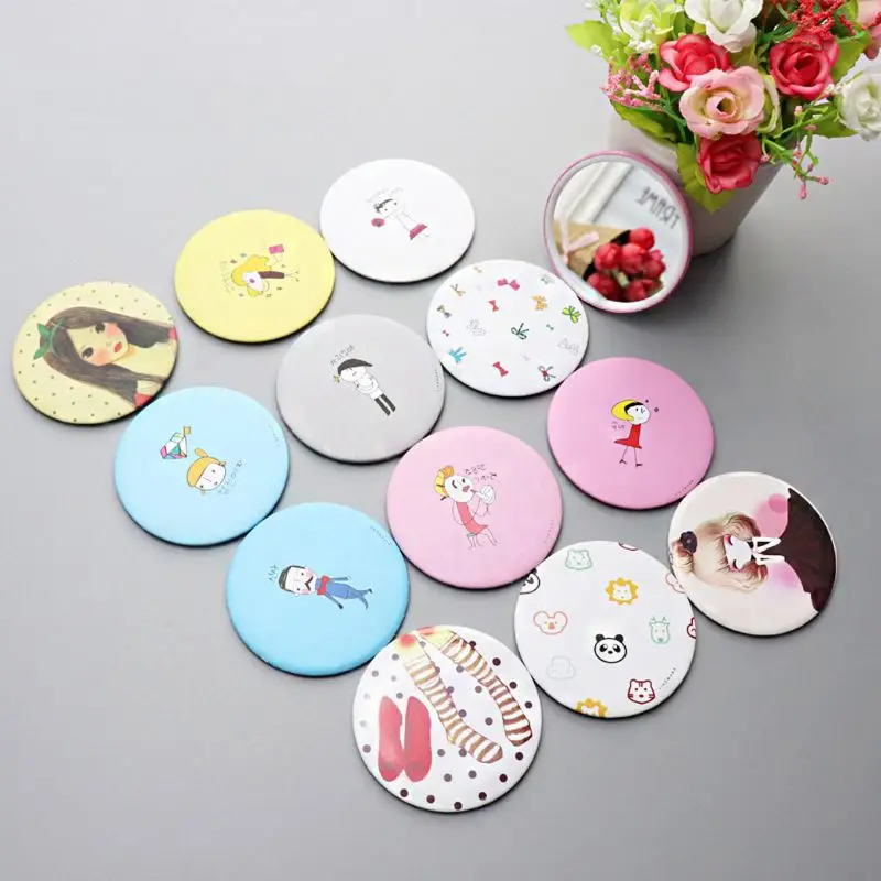 

1Pc Cute Cartoon Mini Portable Circular Hand Mirror Pocket Portable Makeup Tool